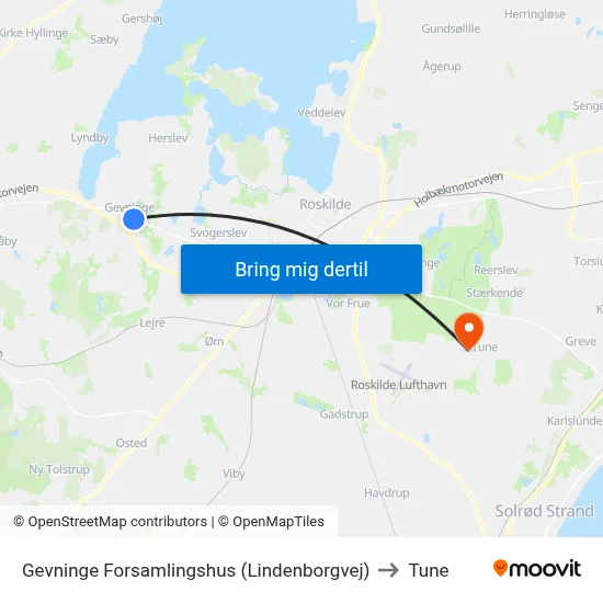 Gevninge Forsamlingshus (Lindenborgvej) to Tune map