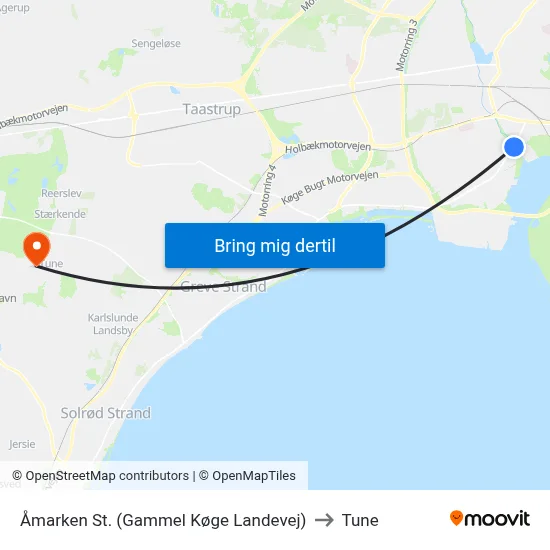 Åmarken St. (Gammel Køge Landevej) to Tune map