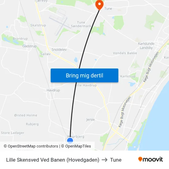 Lille Skensved Ved Banen (Hovedgaden) to Tune map