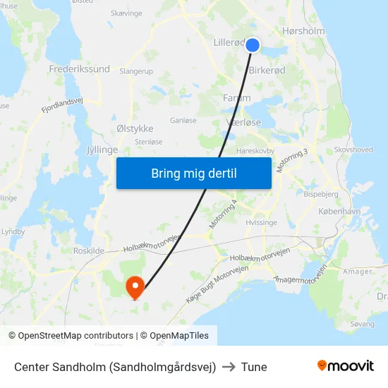 Center Sandholm (Sandholmgårdsvej) to Tune map