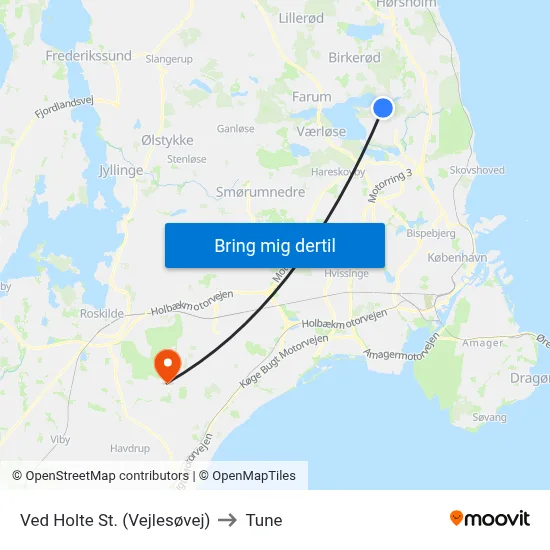 Ved Holte St. (Vejlesøvej) to Tune map