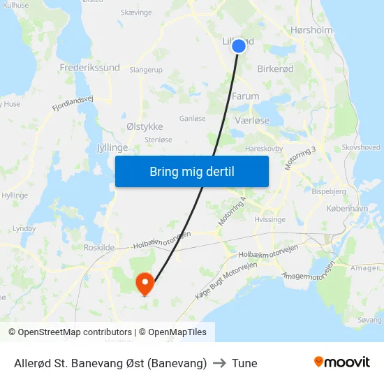 Allerød St. Banevang Øst (Banevang) to Tune map
