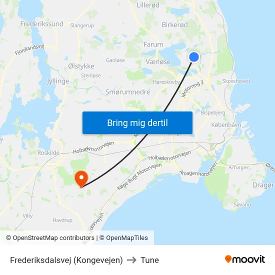 Frederiksdalsvej (Kongevejen) to Tune map