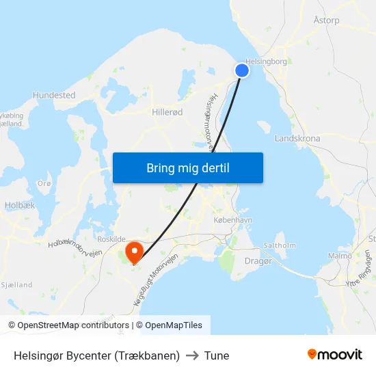 Helsingør Bycenter (Trækbanen) to Tune map