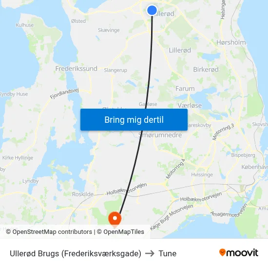 Ullerød Brugs (Frederiksværksgade) to Tune map