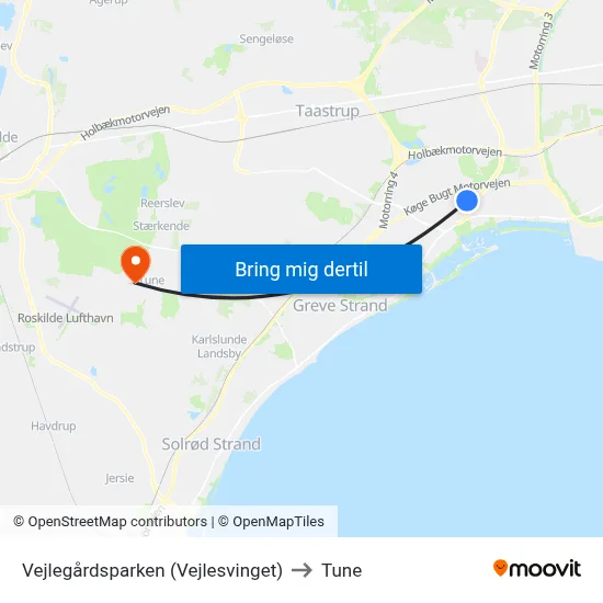 Vejlegårdsparken (Vejlesvinget) to Tune map