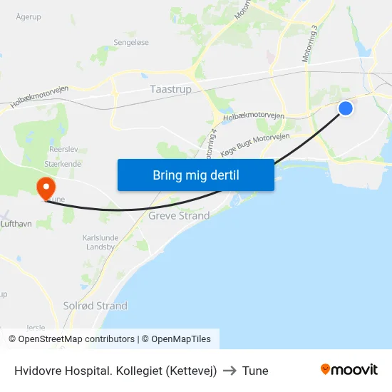 Hvidovre Hospital. Kollegiet (Kettevej) to Tune map