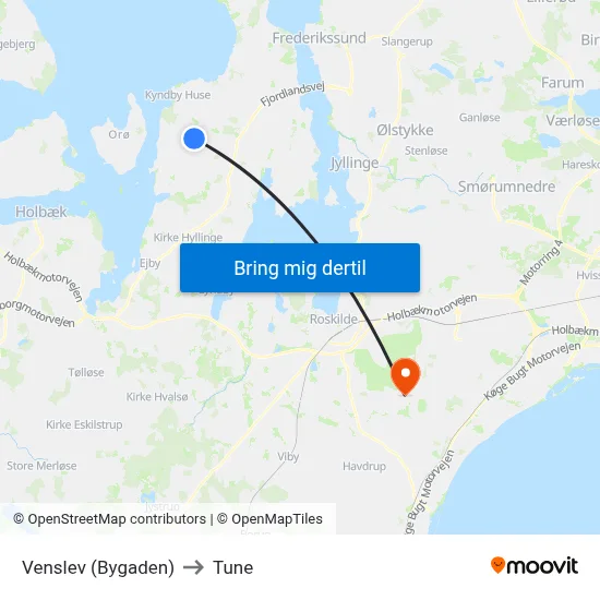 Venslev (Bygaden) to Tune map