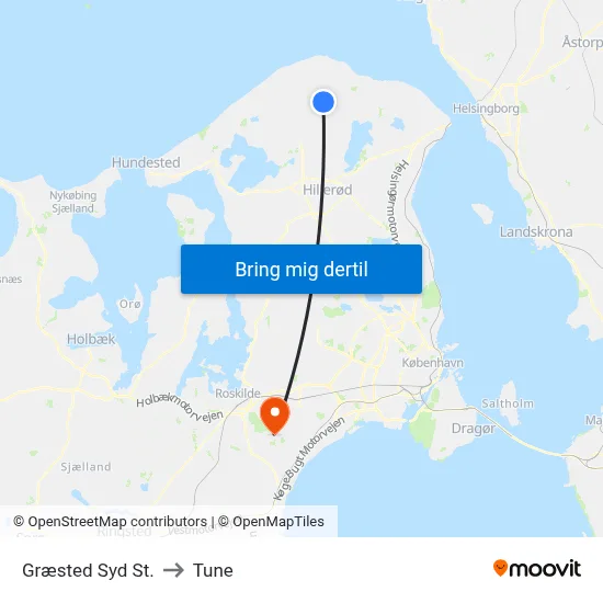 Græsted Syd St. to Tune map