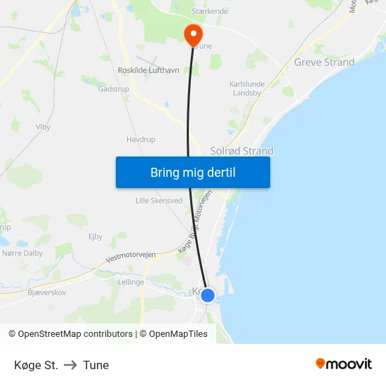 Køge St. to Tune map