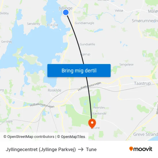 Jyllingecentret (Jyllinge Parkvej) to Tune map