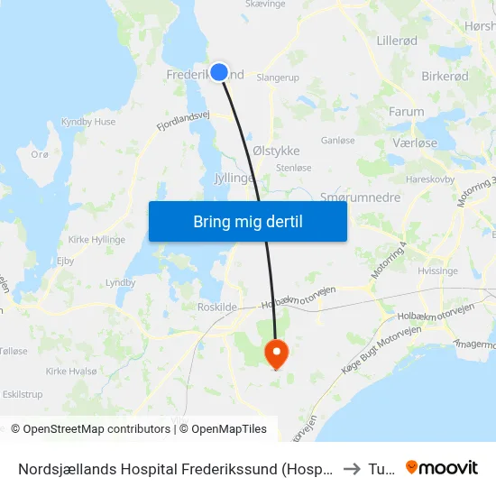 Nordsjællands Hospital Frederikssund (Hospitalvej) to Tune map