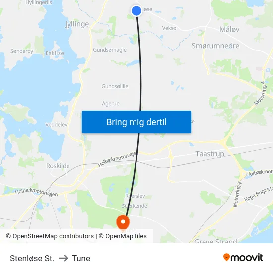 Stenløse St. to Tune map
