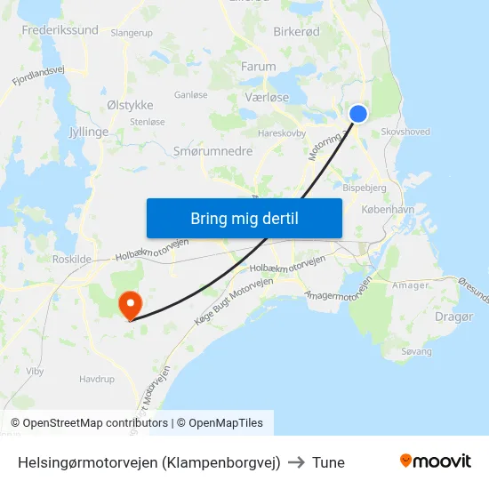 Helsingørmotorvejen (Klampenborgvej) to Tune map