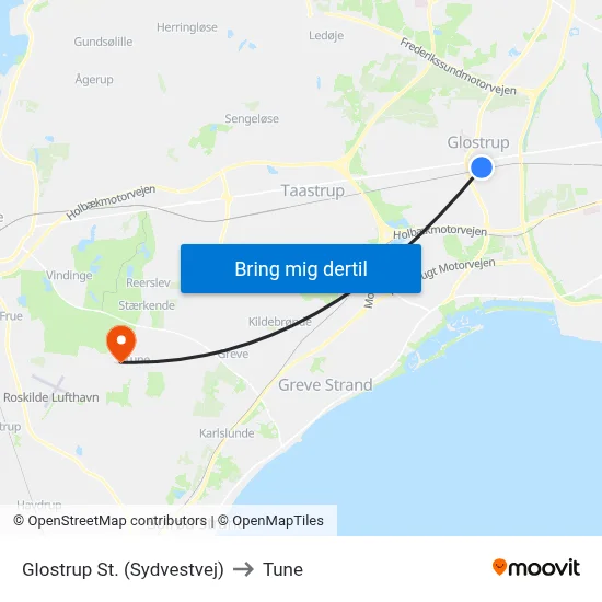 Glostrup St. (Sydvestvej) to Tune map