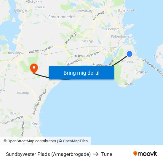 Sundbyvester Plads (Amagerbrogade) to Tune map