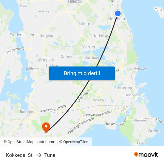 Kokkedal St. to Tune map