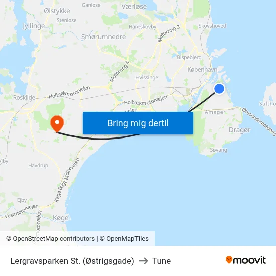 Lergravsparken St. (Østrigsgade) to Tune map