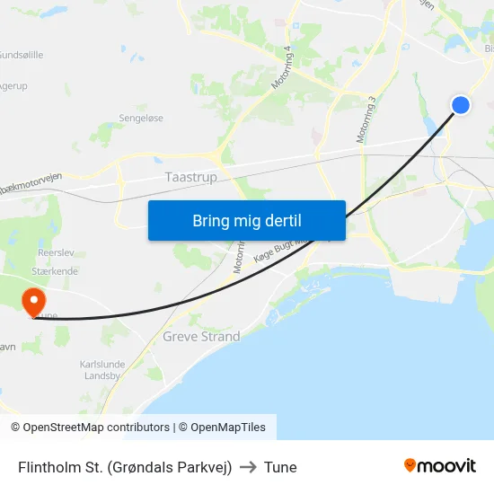 Flintholm St. (Grøndals Parkvej) to Tune map