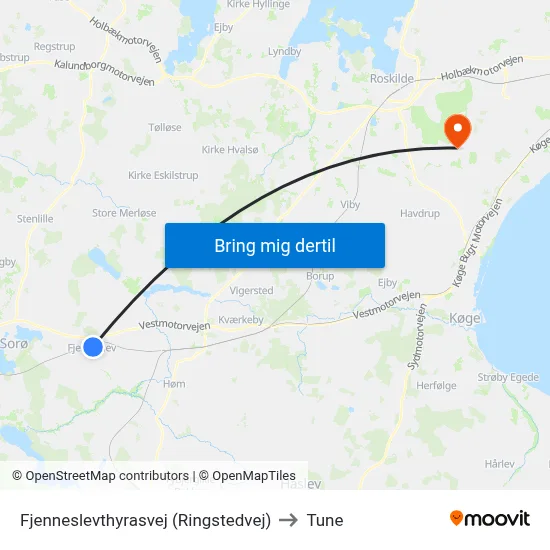 Fjenneslevthyrasvej (Ringstedvej) to Tune map