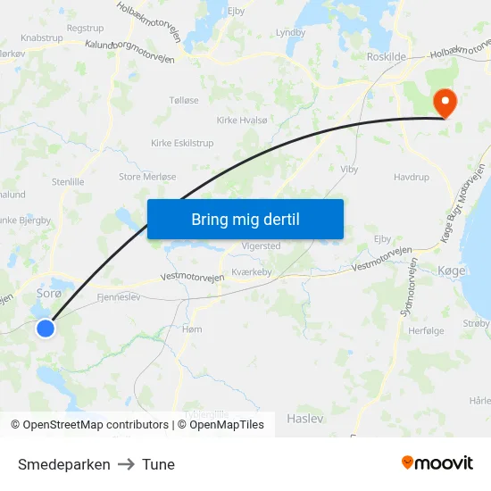 Smedeparken to Tune map
