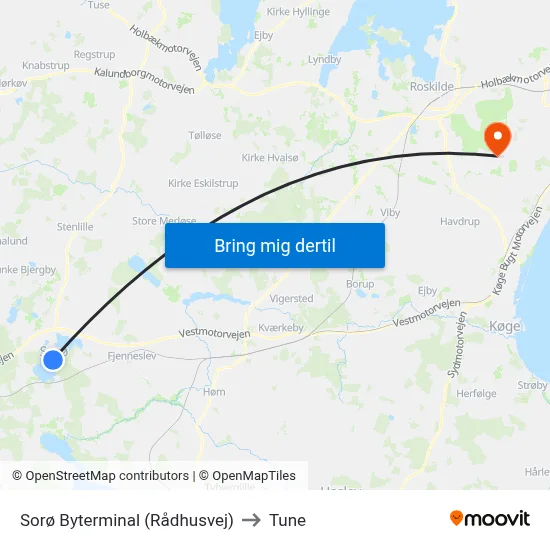 Sorø Byterminal (Rådhusvej) to Tune map