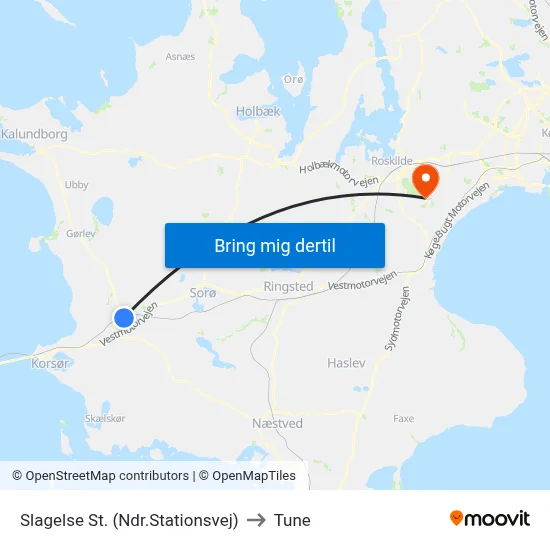 Slagelse St. (Ndr.Stationsvej) to Tune map