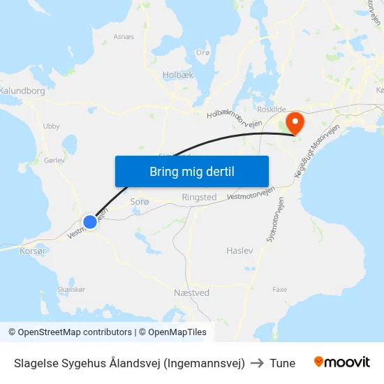 Slagelse Sygehus Ålandsvej (Ingemannsvej) to Tune map