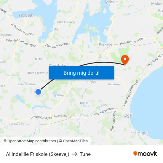 Allindelille Friskole (Skeevej) to Tune map