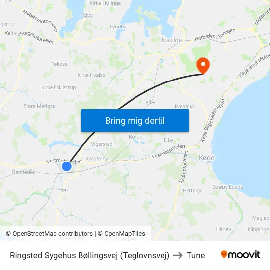 Ringsted Sygehus Bøllingsvej (Teglovnsvej) to Tune map