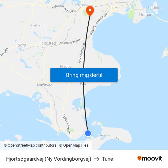 Hjortsøgaardvej (Ny Vordingborgvej) to Tune map