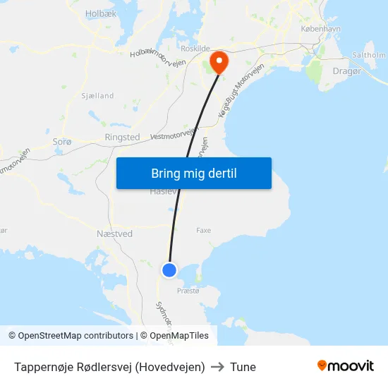 Tappernøje Rødlersvej (Hovedvejen) to Tune map