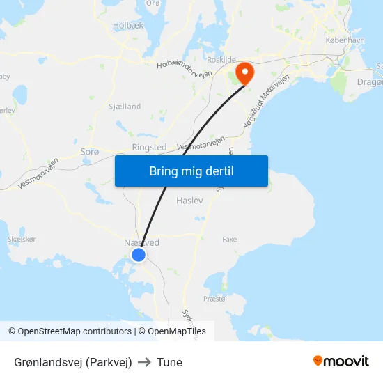 Grønlandsvej (Parkvej) to Tune map