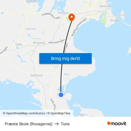 Præstø Skole (Rosagervej) to Tune map