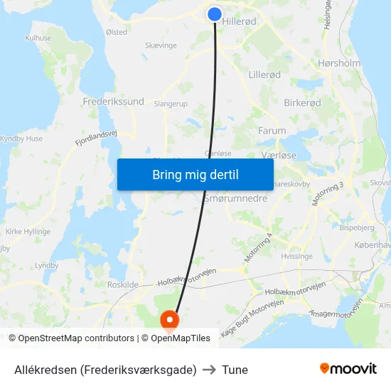 Allékredsen (Frederiksværksgade) to Tune map