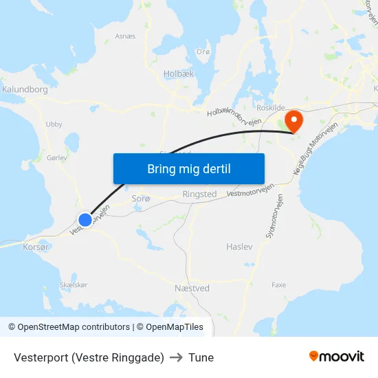 Vesterport (Vestre Ringgade) to Tune map