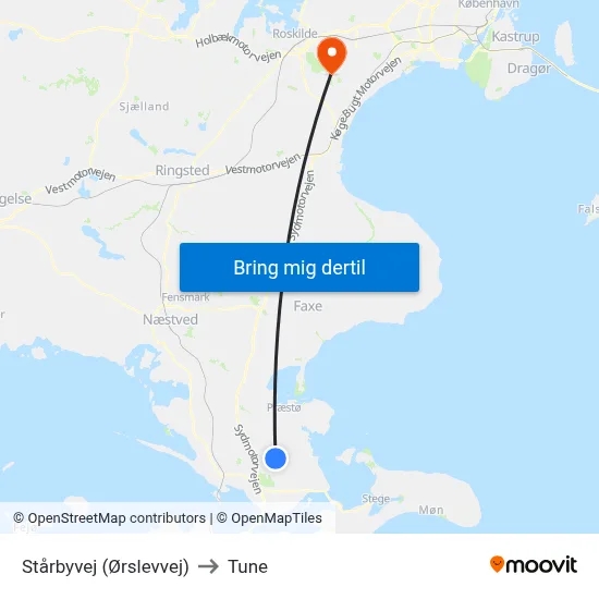 Stårbyvej (Ørslevvej) to Tune map