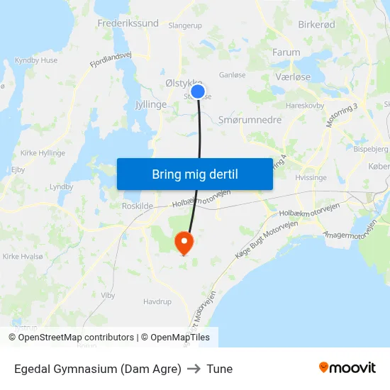 Egedal Gymnasium (Dam Agre) to Tune map