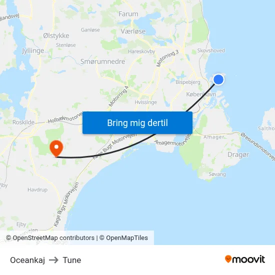 Oceankaj to Tune map