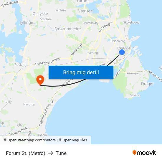 Forum St. (Metro) to Tune map