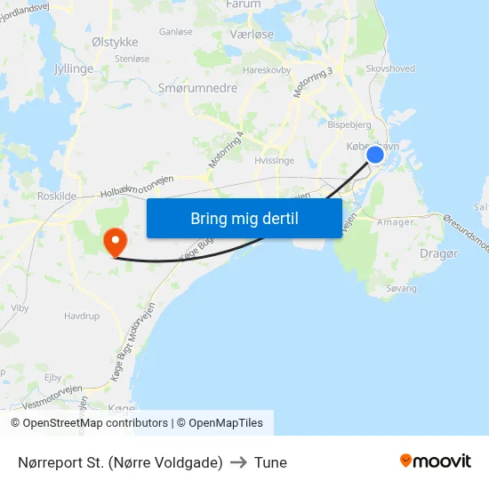 Nørreport St. (Nørre Voldgade) to Tune map