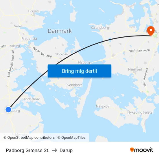 Padborg Grænse St. to Darup map