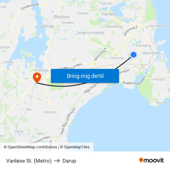 Vanløse St. (Metro) to Darup map