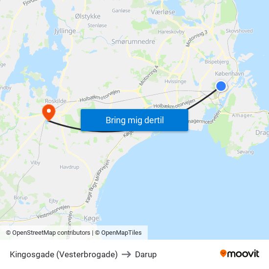 Kingosgade (Vesterbrogade) to Darup map