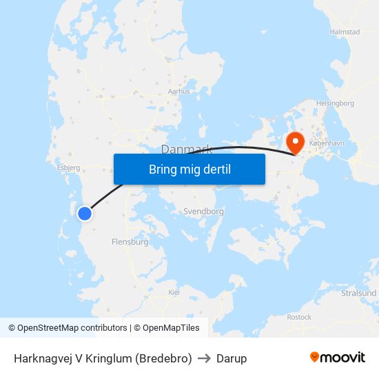 Harknagvej V Kringlum (Bredebro) to Darup map