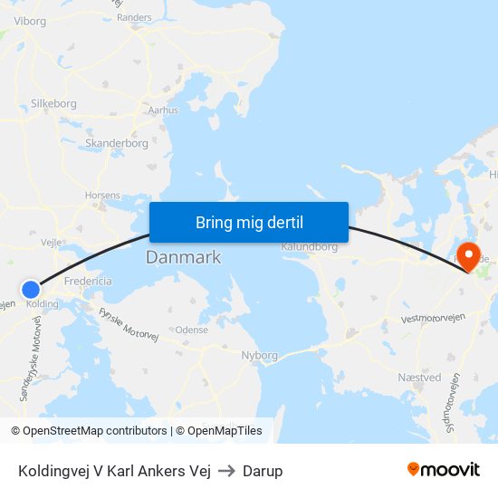 Koldingvej V Karl Ankers Vej to Darup map