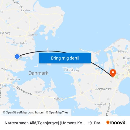 Nørrestrands Allé/Egebjergvej (Horsens Kom) to Darup map