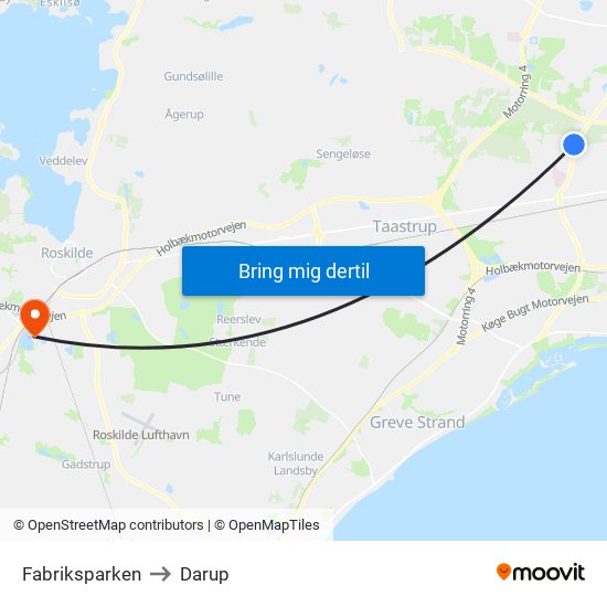 Fabriksparken to Darup map