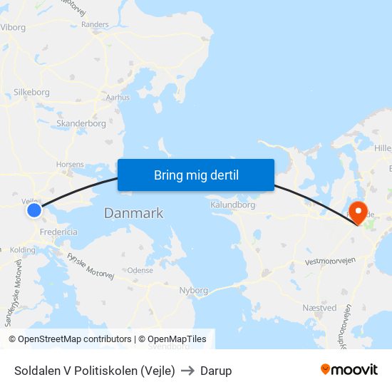 Soldalen V Politiskolen (Vejle) to Darup map