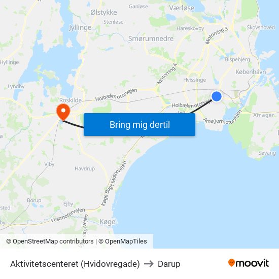 Aktivitetscenteret (Hvidovregade) to Darup map